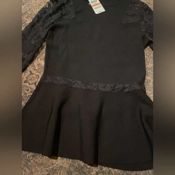 INC International Concepts Black Lace Sleeve Blouse - Picture 6 of 11